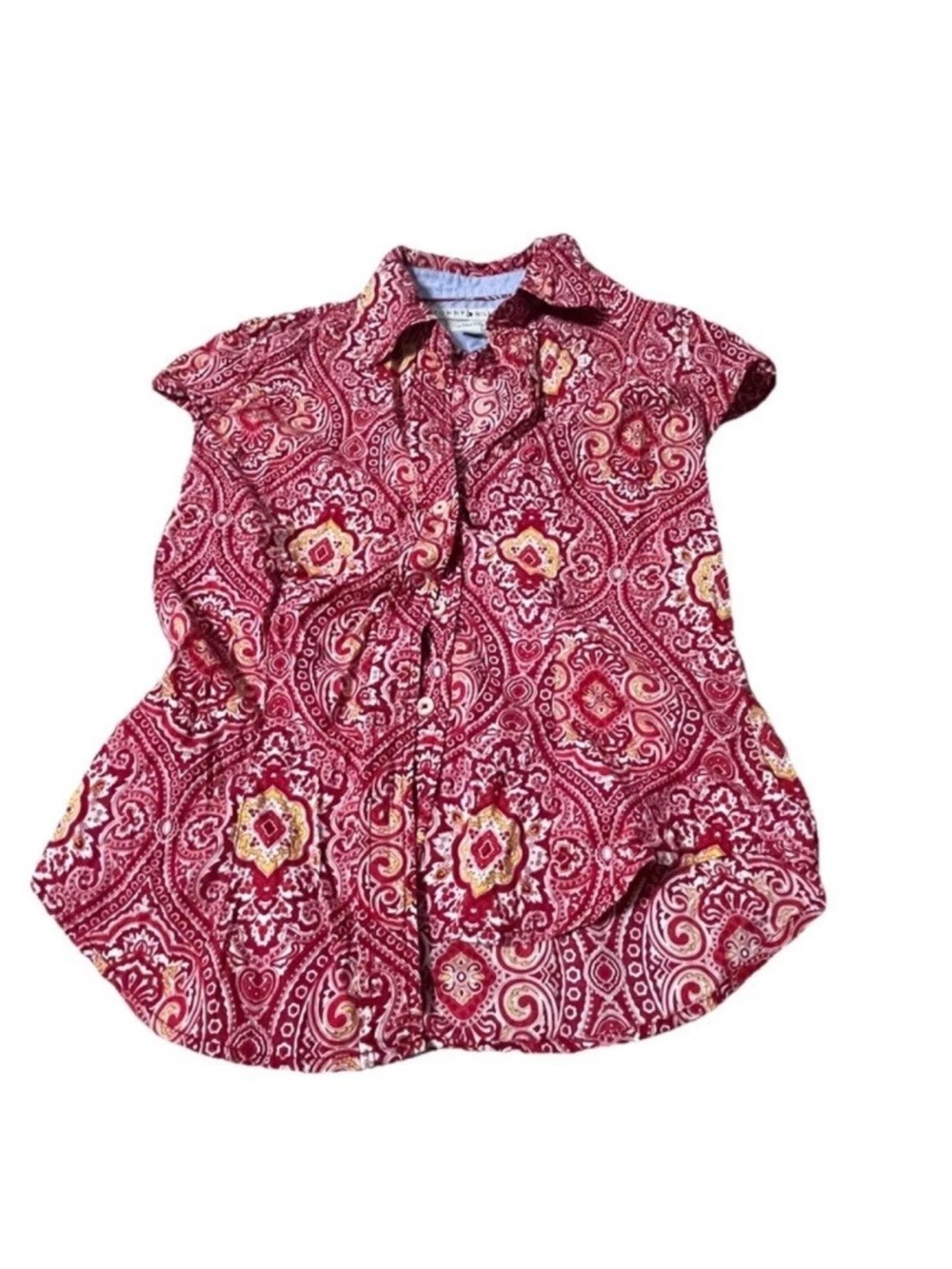 Tommy Hilfiger Red Paisley Button-Down Top